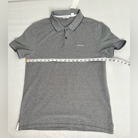 Men’s Calvin Klein Polo Shirt Gray Short Sleeve Cotton Collared Size Medium - Picture 5 of 6
